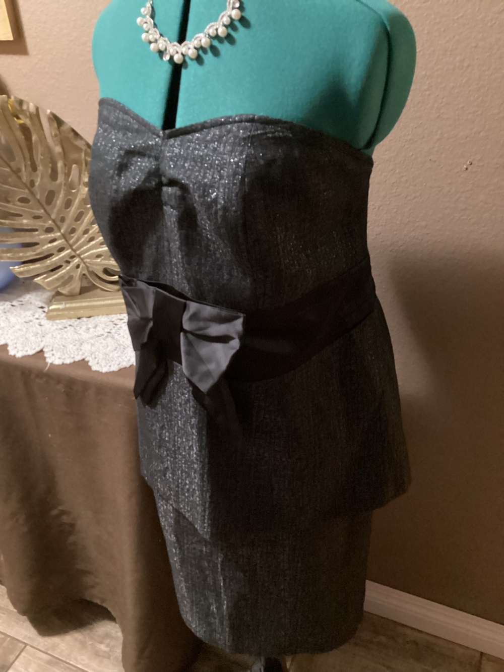 Lane Bryant Black Textured Strapless bow top & Skirt